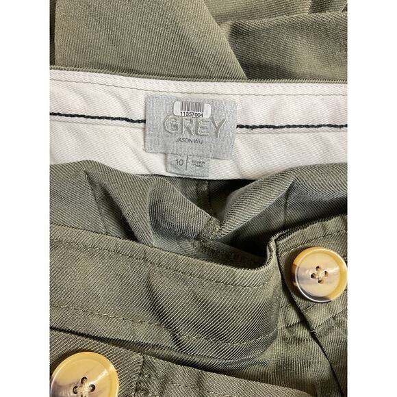 GREY Jason Wu Military Green Cropped Tie Waist Wide Leg Crop Pants Size 10 - Picture 9 of 10